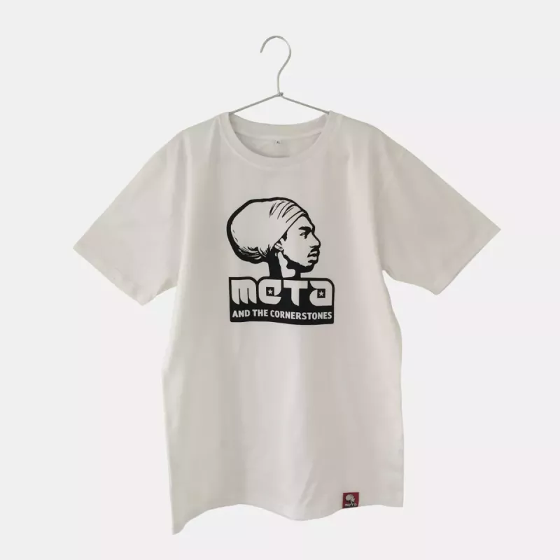 Unisex white t-shirt regular fit with logo of the Meta and the Cornerstones
